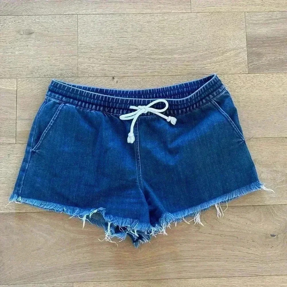 Aerie cut off elastic waist shorts medium blue - Picture 1 of 6